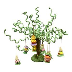 Mini Miniature Easter Tree Spring Eggs Decor Decoration Rabbit Bunny Easter VTG